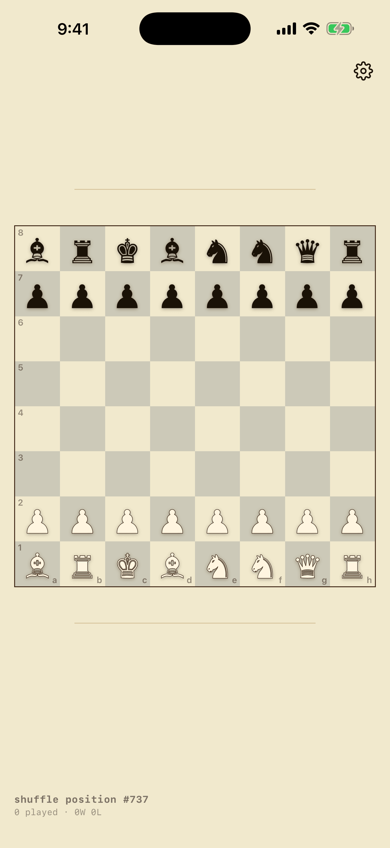 Shuffle Chess 960 — a shuffled starting position